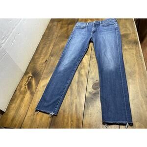 Agolde Women's Size 29 Sophie High Rise Skinny Jeans Blue Denim Crop Raw Hem